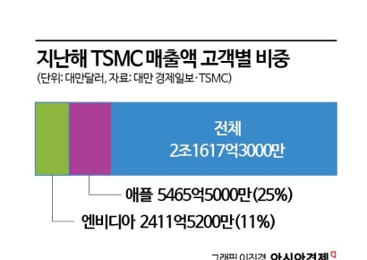 [칩톡]애플·엔비디아 등에 업은 TSMC…점유율 60% 돌파 전망