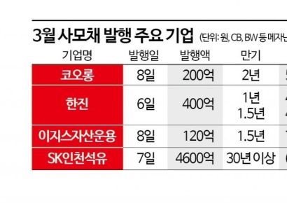 '공모절차 회피' 코오롱·한진, 사모채로 잇단 자금 조달