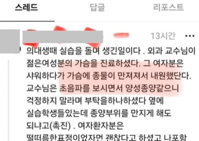 "의대정원 늘면 5명이 여성환자 가슴 만질텐데"…성형외과 의사 글 논란