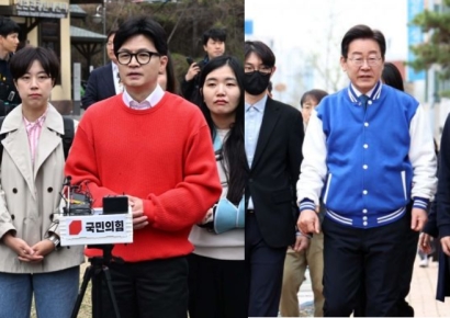 젊은 부동층 겨냥?…한동훈 이대·이재명 카이스트서 사전투표