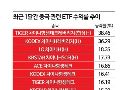 중국 증시 반등에 中 ETF수익률 好好