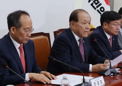 [포토] 황우여, 허은아 대표에 "국힘과 모든 면서 발맞춰 나가자"