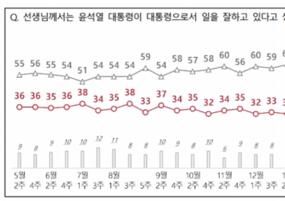 [폴폴뉴스]NBS "尹 지지율 29%…이재명 연임·한동훈 전대출마 반대 우세"