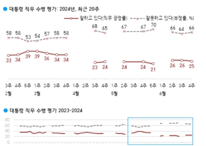 [폴폴뉴스]갤럽 "尹 지지율 소폭 하락 25%…국민의힘 당대표 적합도 1위는 한동훈"