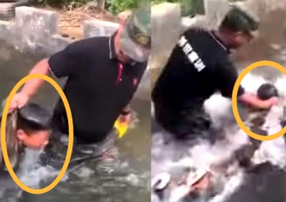 두손 묶인 아이를 물속에…중국서 유행이라는 '악마훈련'