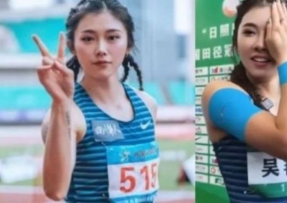 '외모 논란' 中육상선수, 신기록 인터뷰 중 갑자기 '얼굴'가린 이유