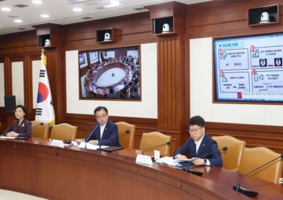 [포토] 생성형 AI 아나운서의 안건 보고 받는 최상목 부총리