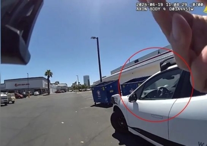 "딱지를 못 끊겠네"…역주행 차량 추격한 경찰, '무인택시'에 허탈