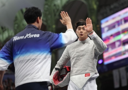 펜싱 오상욱 8강 진출…박상원은 아쉽게 탈락[파리올림픽]