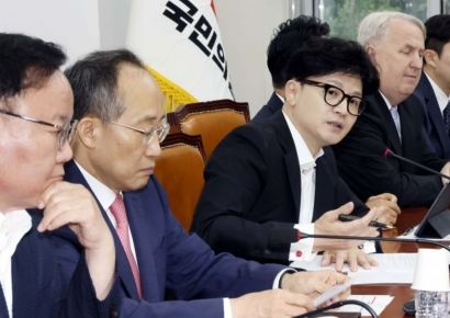 [포토] 한동훈 "방송4법은 독이 든 사과…거부할 수밖에"