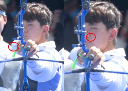 "안 쏠 수 없었어요"…손등에 벌 놔둔 채 10점 쏜 김제덕 [파리올림픽]