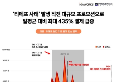 '티메프'서 사태 직전 평균 대비 435% 결제 급증