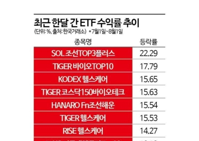 바이오·조선 ETF 뜨고 AI 지고
