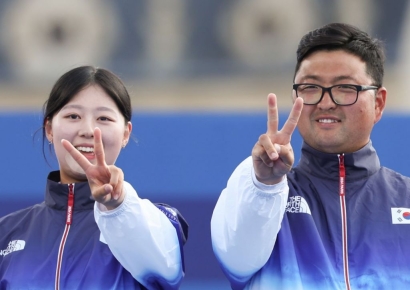 "든든한 오빠, 해결사 동생"…2관왕 양궁남매의 '환상호흡'