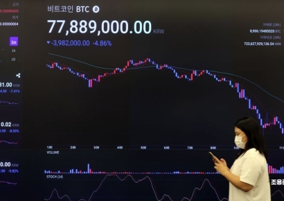 [포토] 미국 경기침체 공포, 비트코인 급락
