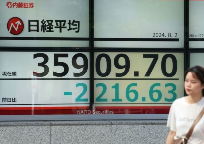 日닛케이지수 장중 4500포인트 급락…하락폭 사상 최대(상보)