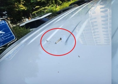 "주차장에 세워둔 차 지붕에 '담배빵'이 생겼어요"