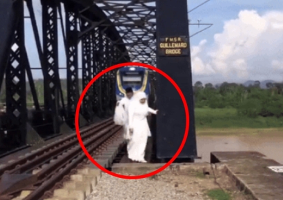 철도 위 웨딩사진 촬영에 열차 지연…민폐 예비부부 '뭇매'