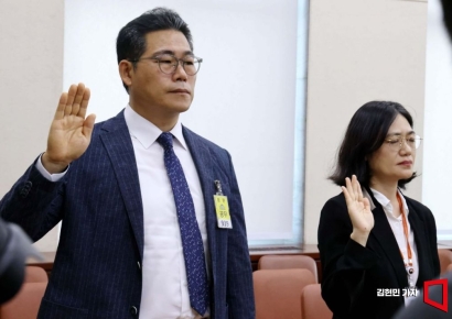 [포토] 증인 선서하는 백해룡 경정