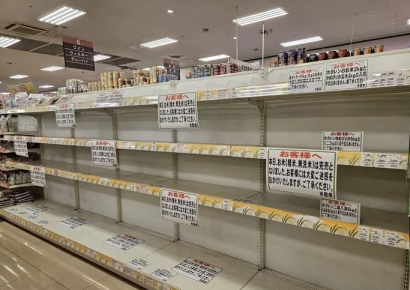 대형 태풍 다가오는데…'쌀'이 없는 일본 슈퍼마켓