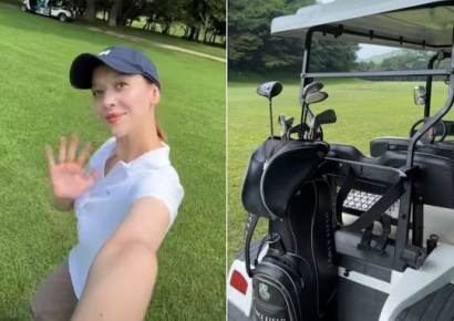 "이걸 아직도?"…北 골프장 간 러시아 미녀, 17년된 한국산 골프채 공개