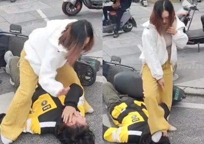 '배달기사 무차별 폭행' 40대 만취여성에 중국 '발칵'