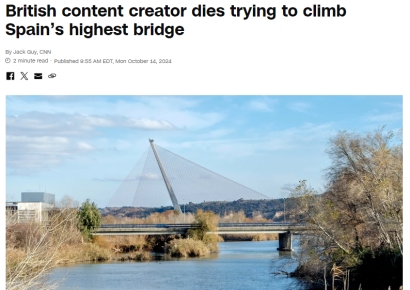 SNS에 올리려고…192m 다리 기어오르다 추락사한 남성