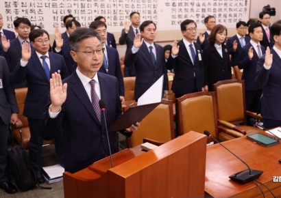 [포토] 국정감사 증인 선서하는 최재해 감사원장