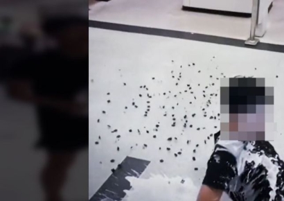 조회수가 뭐라고…마트서 온몸에 우유쏟고는 '꽈당' 민폐 틱톡커