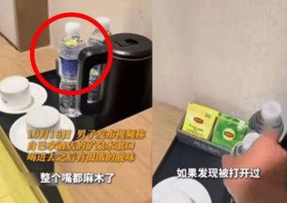 호텔방 생수병에 물 대신 식초가…중국서 투숙객 응급실행