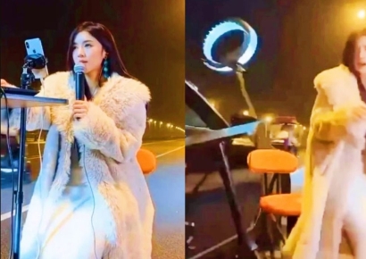 도로서 생방송하던 여성 스트리머…달려온 차량에 '쿵쿵쿵'