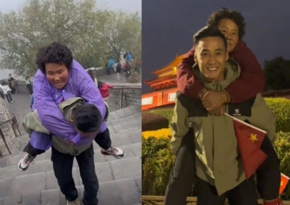 어머니 업고 만리장성 오른 아들…전 재산 팔아 팔도여행 다니는 이유