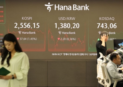 코스피, 외인 '팔자'에 2550선까지 밀려…코스닥은 상승