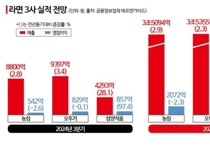 '수출 10억불' K-라면...내수 부진에 3분기 실적 희비