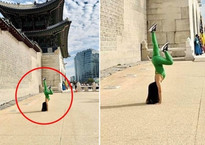 "한국의 신성한 곳인데 수치스러워"…서울 한복판에 등장한 베트남 요가녀