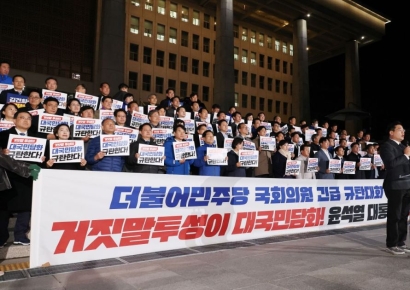 민주당, 尹 담화에 '규탄대회' 열어…"방자한 태도" 비판
