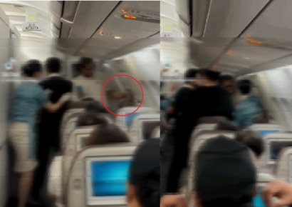 "승무원 자리 앉겠다고 괴성"…대한항공기서 난동부린 외국인 영상보니