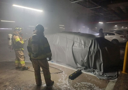 아파트 지하주차장서 벤츠 전기차 화재…"배터리 중국산 아닌데?"