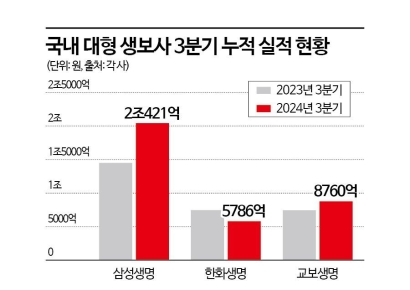 생보사 톱3, 실적 희비 갈려…삼성 나홀로 순익 2조원 돌파