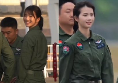조종사들도 기다렸다가 '찰칵'…송혜교 닮았다는 中 여성 파일럿 