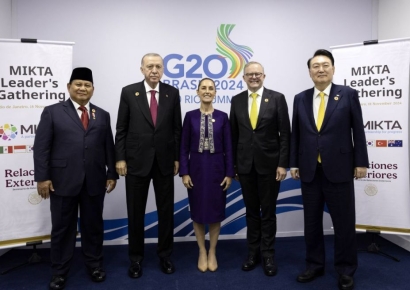 尹, G20 정상회의서 '믹타' 정상 회동… "韓 내년 의장국 수임" 