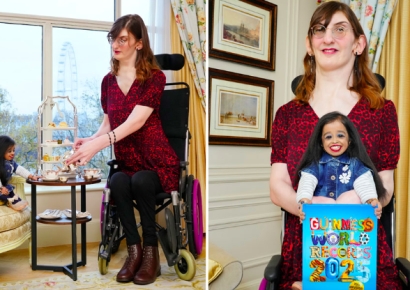 215㎝와 62㎝…세계 최장신·최단신 두 여성 첫 대면