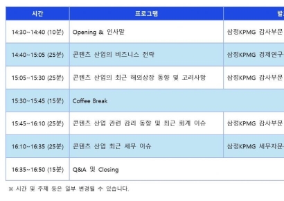 삼정KPMG, 내달 5일 ‘제11회 콘텐츠 산업 세미나’