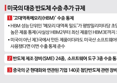 美, HBM 中 수출 통제…삼성전자·SK하이닉스 '타격'