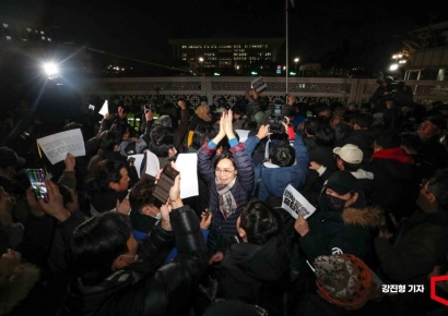 [포토] 계엄 해제 요구 결의안 가결 소식에 환호하는 시민들