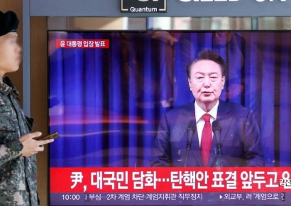 [포토] 탄핵안 표결 앞두고 진행된 윤석열 대통령 대국민 담화