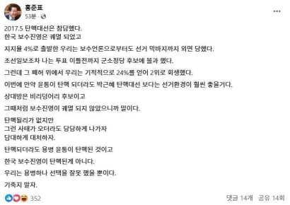 홍준표 "탄핵은 尹이 당한 것…보수진영은 아냐"(종합) 