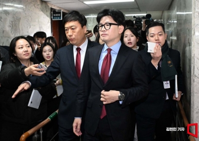 [포토] 한동훈, 취재진 질문엔 묵묵부답