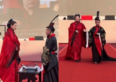 "영어·중국어로 대화해요"…18㎝ 큰 모델과 결혼한 중국 남성