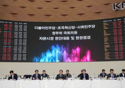 [포토] 야3당 국회 정무위 의원 '자본시장 현안대응 및 현장점검'